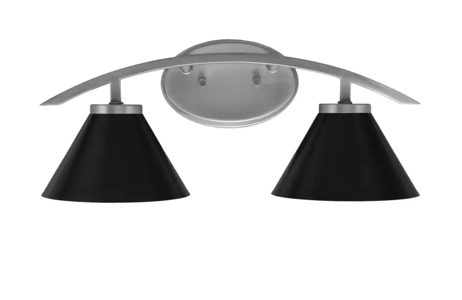 Kurve 2-Light Bath Bar in Graphite with Matte Black Cone Shades - Image 1