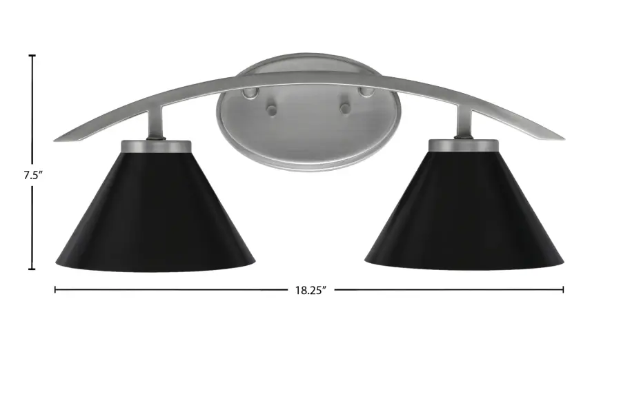 Kurve 2-Light Bath Bar in Graphite with Matte Black Cone Shades - Image 2