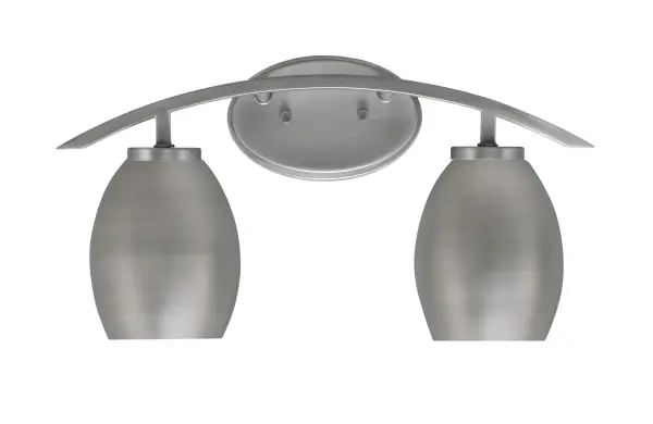 The Kurve 2 Light Bath Bar combines modern elegance with functional design, featuring a stylish graphite finish and unique oval metal shades. Perfect for contemporary bathrooms seeking clean lines and industrial charm.