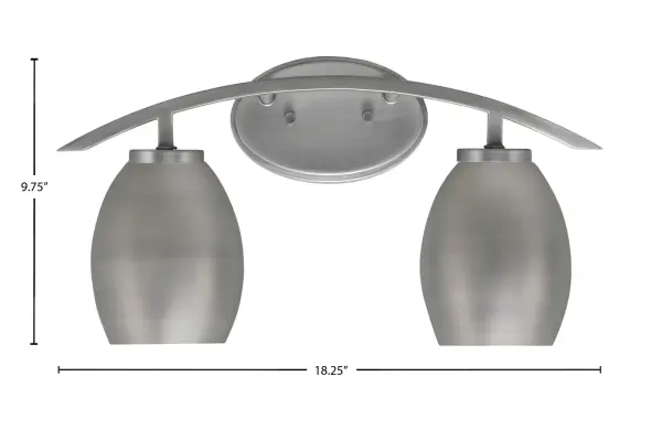 The Kurve 2 Light Bath Bar combines modern elegance with functional design, featuring a stylish graphite finish and unique oval metal shades. Perfect for contemporary bathrooms seeking clean lines and industrial charm. - alternate view