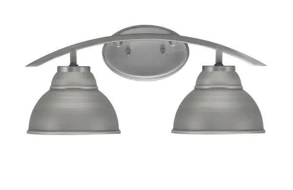 The Kurve 2 Light Bath Bar brings contemporary style to bathroom lighting with its sleek graphite finish and unique double bubble metal shades. Versatile mounting options and dimmable functionality make it adaptable to various spaces.