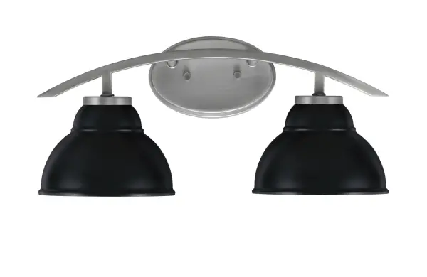 The Kurve 2-Light Bath Bar combines industrial charm with modern elegance through its graphite finish and unique double bubble metal shades. Perfect for contemporary bathrooms seeking character and quality lighting.