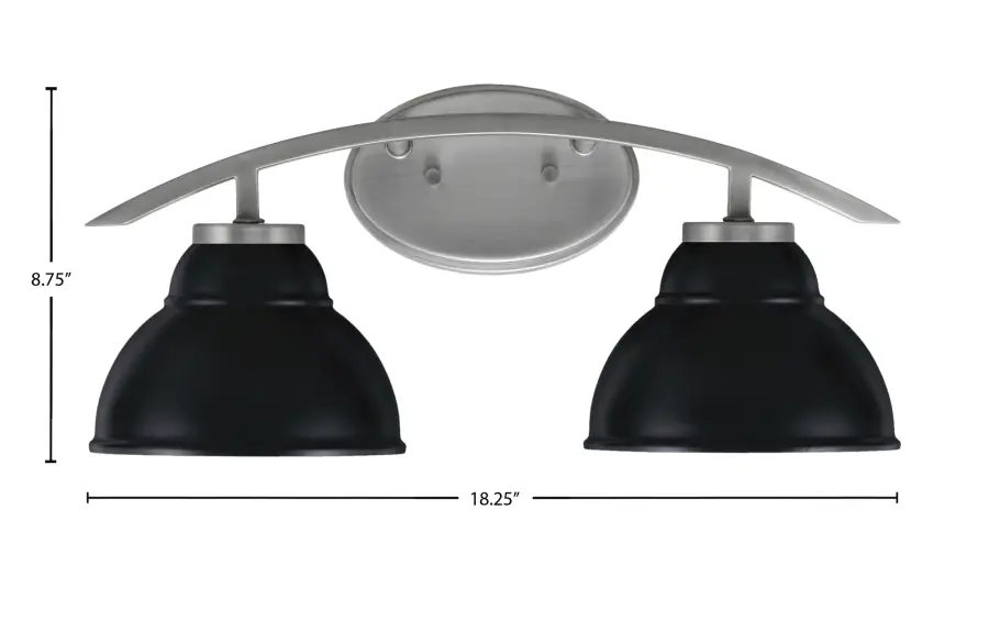 Kurve 2-Light Bath Bar in Graphite with Matte Black Shades - Image 2