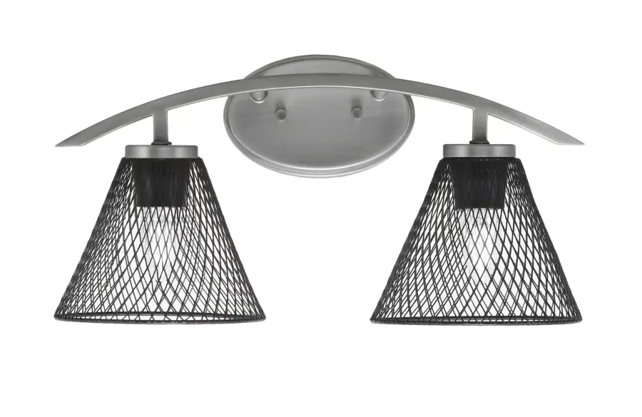 Kurve 2-Light Bath Bar in Graphite with Matte Black Mesh Shades - Image 1