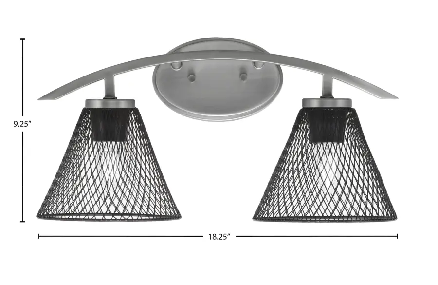 Kurve 2-Light Bath Bar in Graphite with Matte Black Mesh Shades - Image 2
