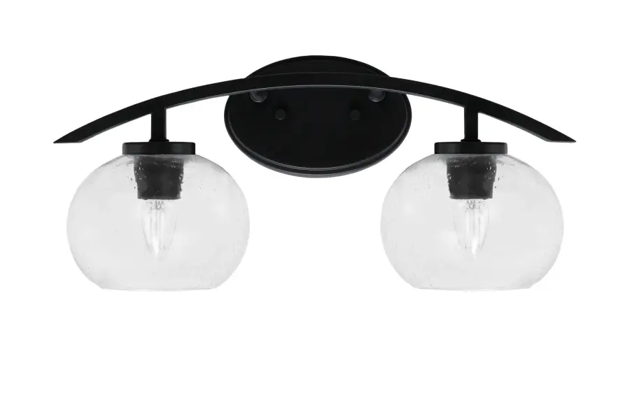Kurve 2-Light Bath Bar in Matte Black with Clear Bubble Glass - Image 1
