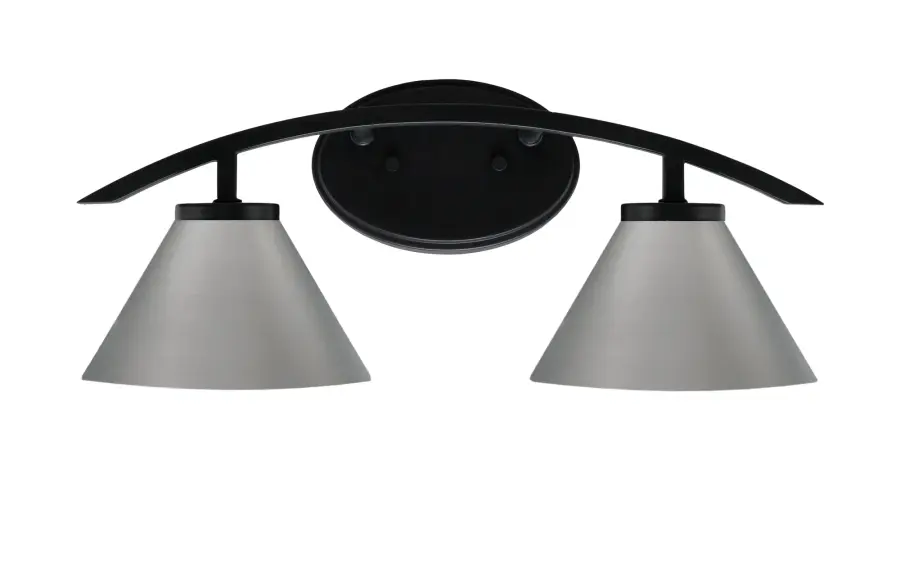 Kurve 2 Light Bath Bar in Matte Black with Graphite Cone Shades - Image 1