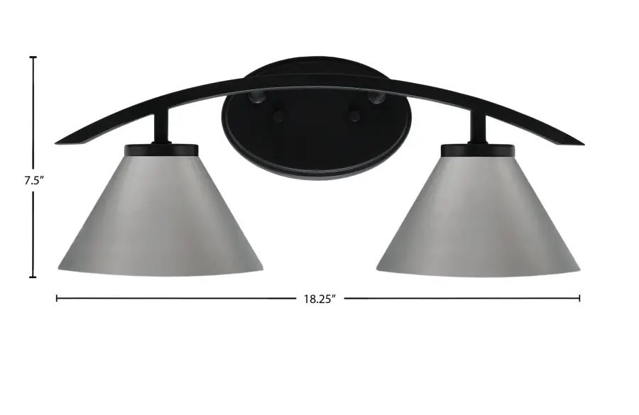 Kurve 2 Light Bath Bar in Matte Black with Graphite Cone Shades - Image 2
