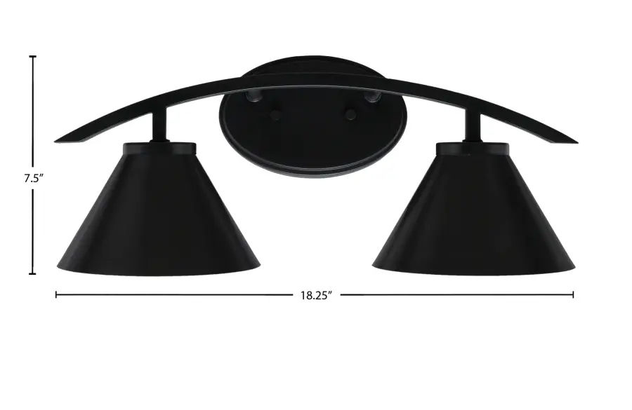 Kurve 2-Light Bath Bar in Matte Black - Image 2