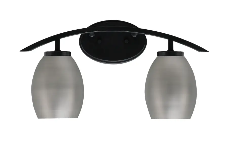 Kurve 2 Light Bath Bar in Matte Black with Graphite Oval Shades - Image 1