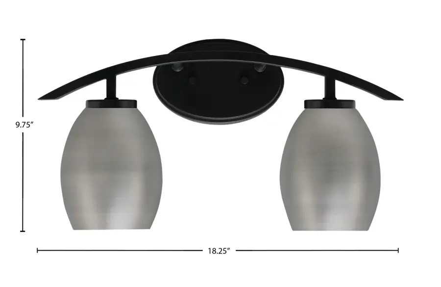 Kurve 2 Light Bath Bar in Matte Black with Graphite Oval Shades - Image 2