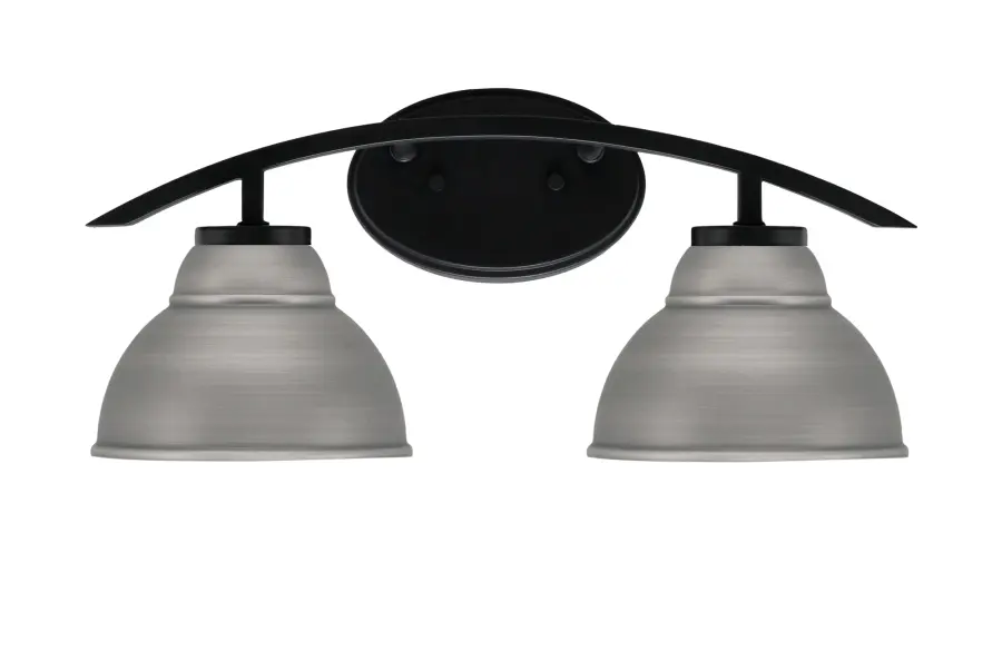 Kurve 2-Light Bath Bar in Matte Black with Graphite Double Bubble Shades - Image 1