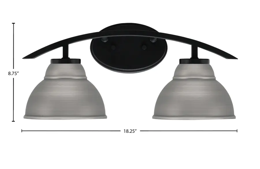 Kurve 2-Light Bath Bar in Matte Black with Graphite Double Bubble Shades - Image 2