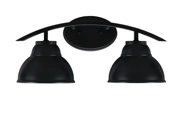 The Kurve 2 Light Bath Bar brings contemporary elegance to bathroom lighting with its striking matte black finish and distinctive double bubble metal shades. Perfect for modern bathrooms seeking both style and function.