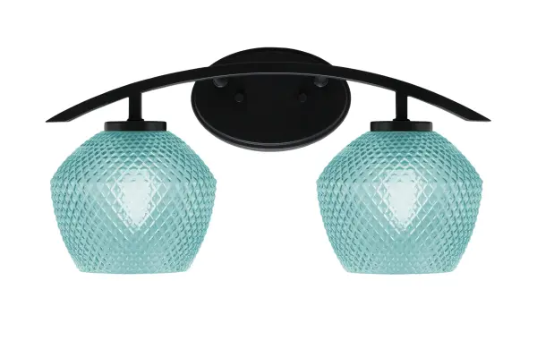 Kurve 3-Light Bath Bar in Matte Black with Turquoise Glass - Image 1