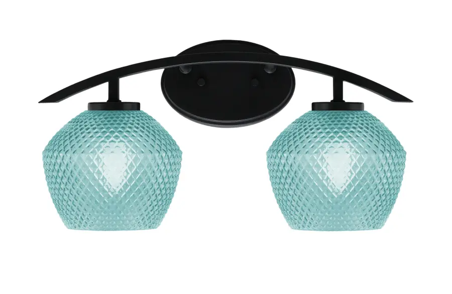 Kurve 3-Light Bath Bar in Matte Black with Turquoise Glass - Image 1