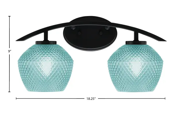 Kurve 3-Light Bath Bar in Matte Black with Turquoise Glass - Image 2