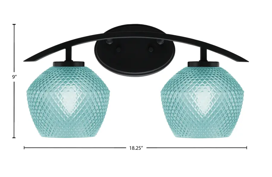 Kurve 3-Light Bath Bar in Matte Black with Turquoise Glass - Image 2