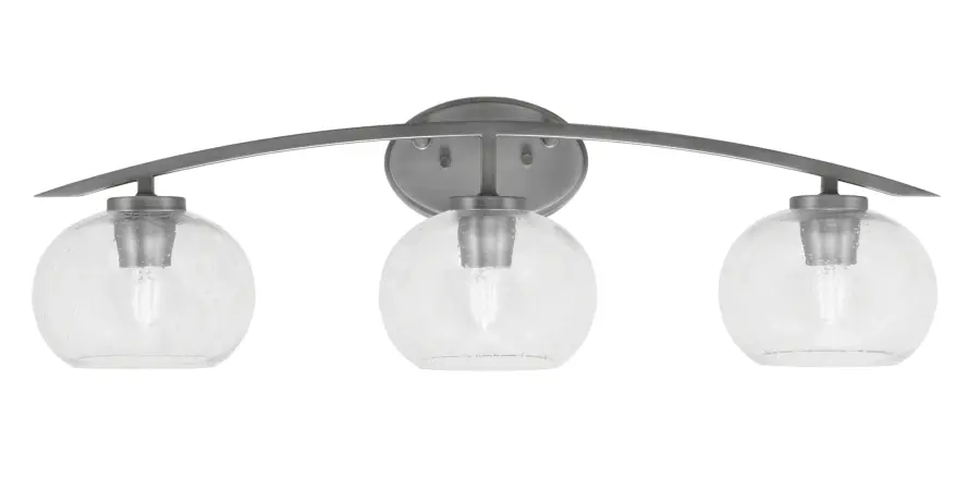 Kurve 3-Light Bath Bar in Graphite with Clear Bubble Glass - Image 1