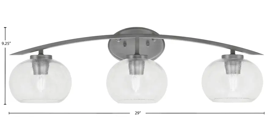 Kurve 3-Light Bath Bar in Graphite with Clear Bubble Glass - Image 2