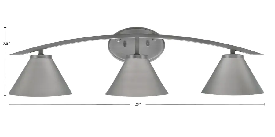 Kurve 3 Light Bath Bar in Graphite with Cone Shades - Image 2
