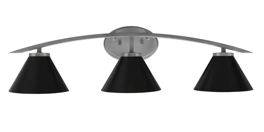 Kurve 3-Light Bath Bar in Graphite with Matte Black Shades - Image 1