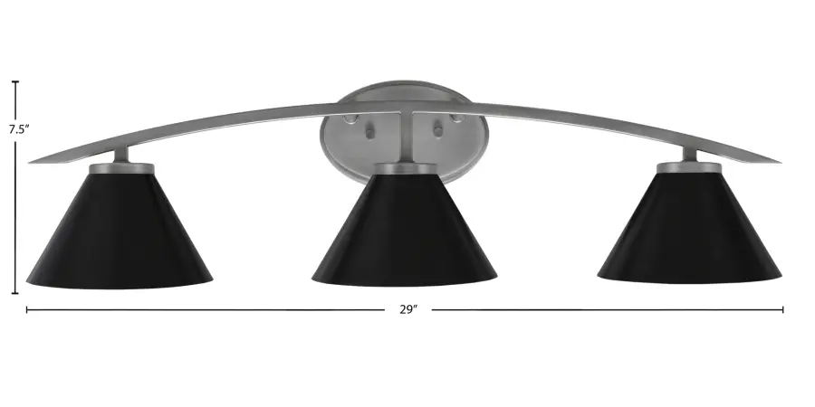 Kurve 3-Light Bath Bar in Graphite with Matte Black Shades - Image 2