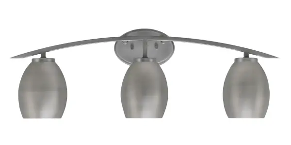 The Kurve 3 Light Bath Bar combines industrial charm with modern elegance through its graphite finish and distinctive oval metal shades. At 29 inches wide, it provides excellent illumination for medium to large vanities.
