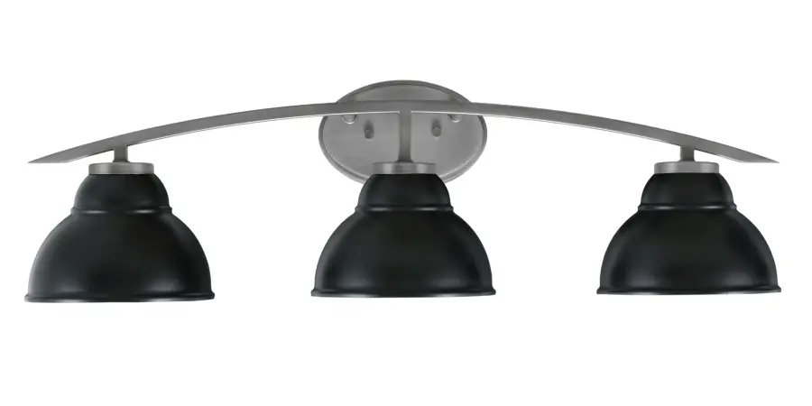 Kurve 3-Light Bath Bar in Graphite with Matte Black Shades - Image 1