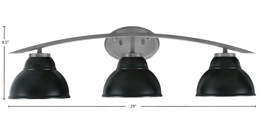 Kurve 3-Light Bath Bar in Graphite with Matte Black Shades - Image 2
