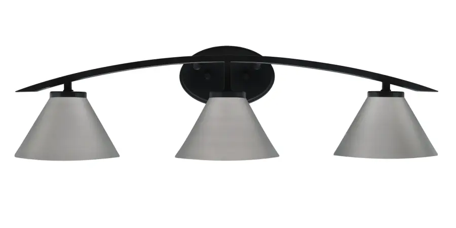 Kurve 3 Light Bath Bar in Matte Black with Graphite Cone Shades - Image 1