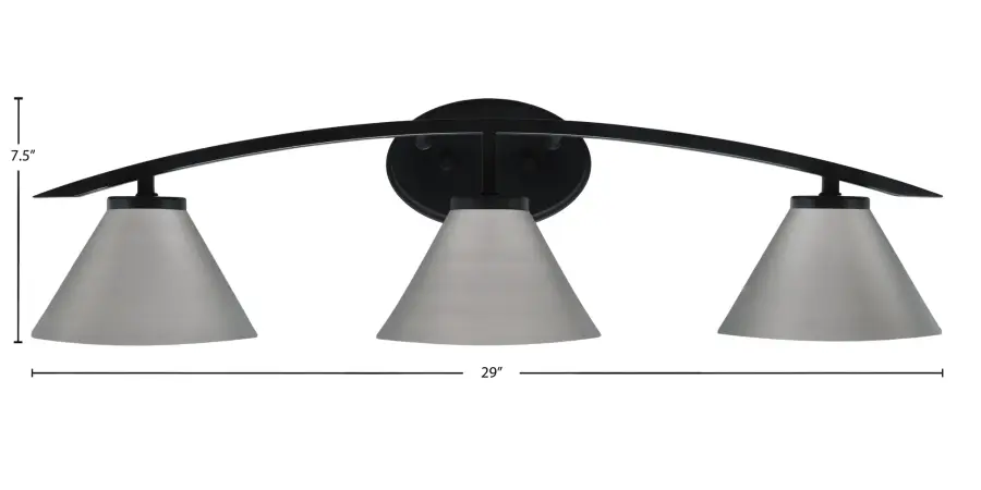 Kurve 3 Light Bath Bar in Matte Black with Graphite Cone Shades - Image 2