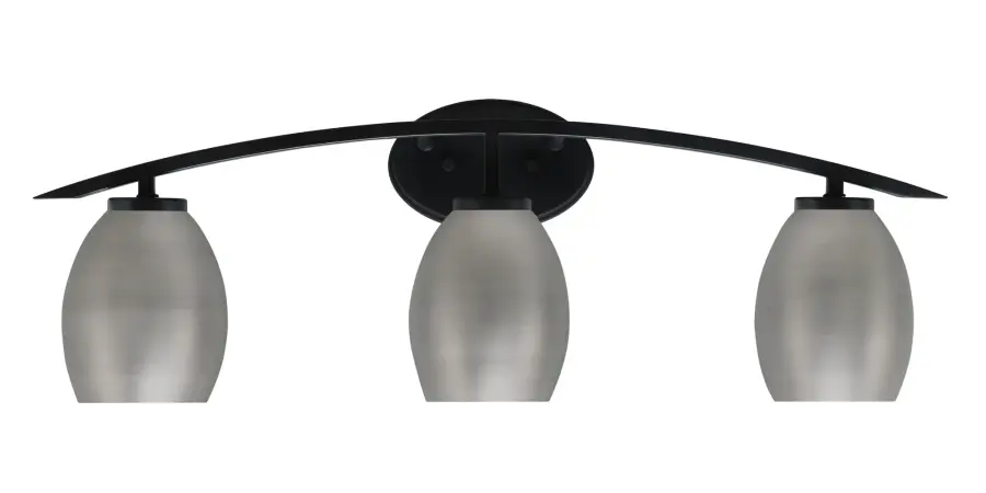 Kurve 3-Light Bath Bar in Matte Black with Graphite Shades - Image 1