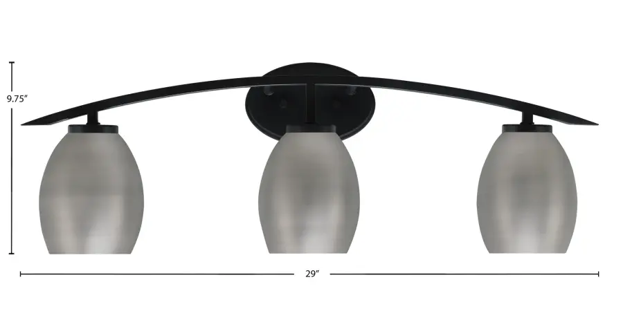 Kurve 3-Light Bath Bar in Matte Black with Graphite Shades - Image 2