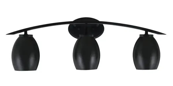 The Kurve 3 Light Bath Bar delivers sophisticated modern lighting with its matte black finish and distinctive oval metal shades. At 29 inches wide, it provides ample illumination for medium to large vanities while adding contemporary elegance to any bathroom.