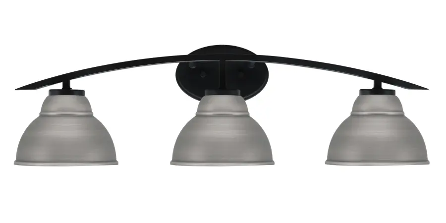 Kurve 3-Light Bath Bar in Matte Black with Graphite Shades - Image 1