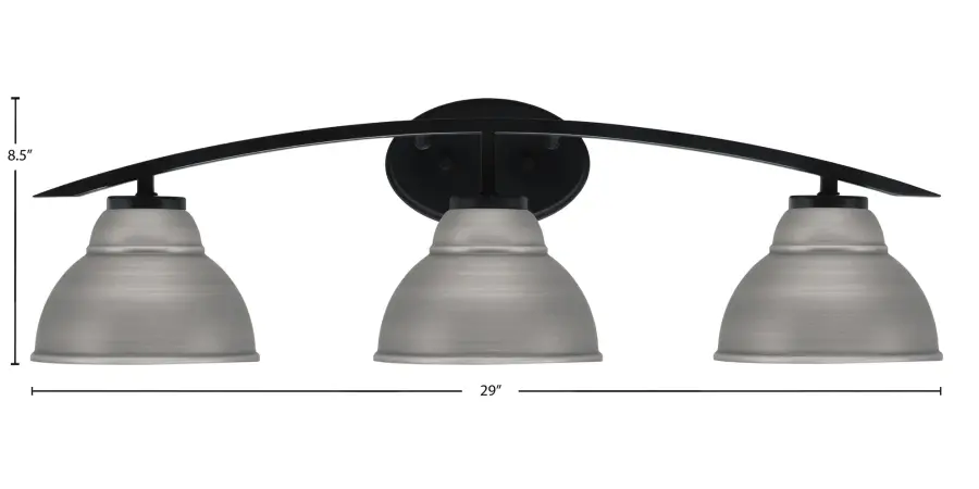Kurve 3-Light Bath Bar in Matte Black with Graphite Shades - Image 2
