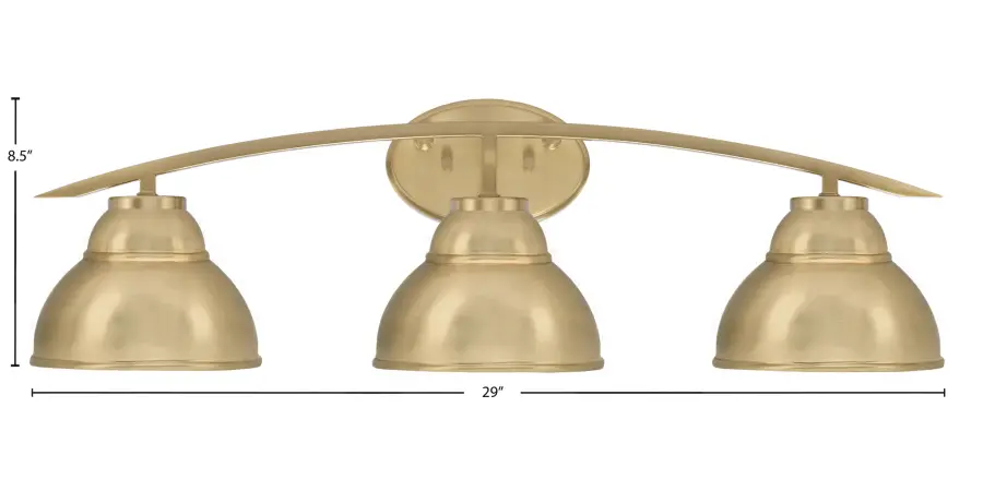 Kurve 3-Light Bath Bar in New Age Brass - Image 2