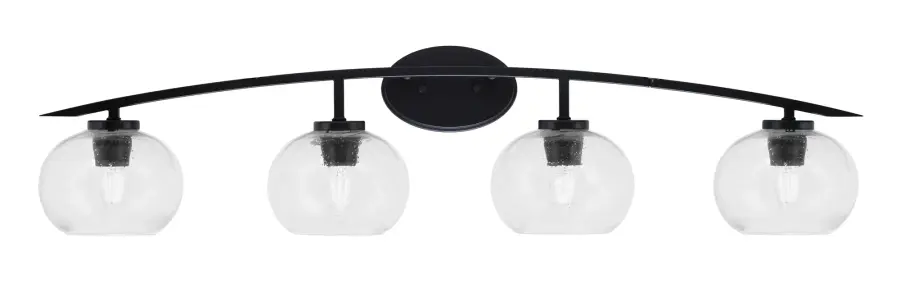 Kurve 4 Light Bath Bar in Matte Black with Clear Bubble Glass - Image 1