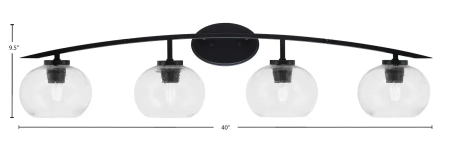 Kurve 4 Light Bath Bar in Matte Black with Clear Bubble Glass - Image 2