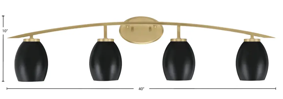 Kurve 4 Light Bath Bar in New Age Brass with Matte Black Shades - Image 2