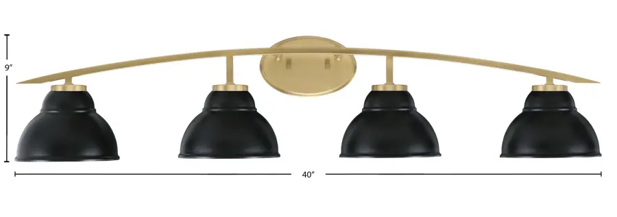 Kurve 4-Light Bath Bar in New Age Brass with Matte Black Shades - Image 2