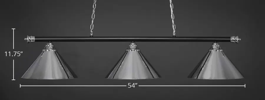 Oxford 3-Light Island Chandelier in Chrome & Matte Black - Image 2