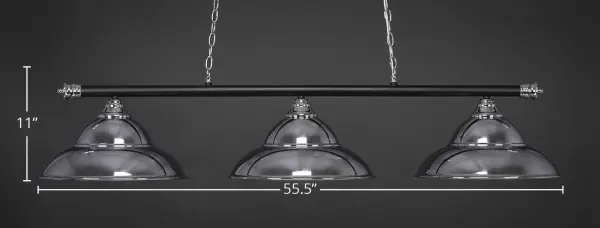 Oxford 3-Light Island Chandelier in Chrome & Matte Black - Image 2