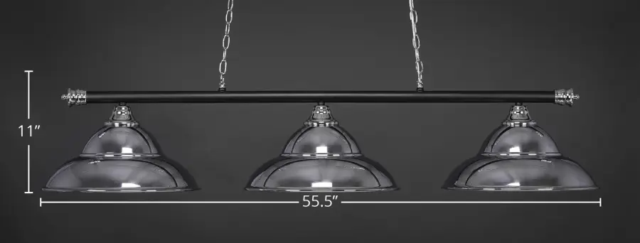 Oxford 3-Light Island Chandelier in Chrome & Matte Black - Image 2