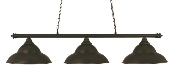 The Oxford 3-Light Bar delivers striking industrial style with its distinctive double bubble metal shades in a rich dark granite finish. Perfect for kitchen islands and dining areas, this fixture combines sculptural design with practical illumination.