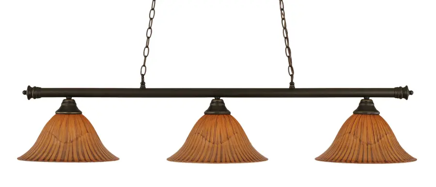 Oxford 3-Light Island Pendant in Dark Granite with Tiger Glass - Image 1