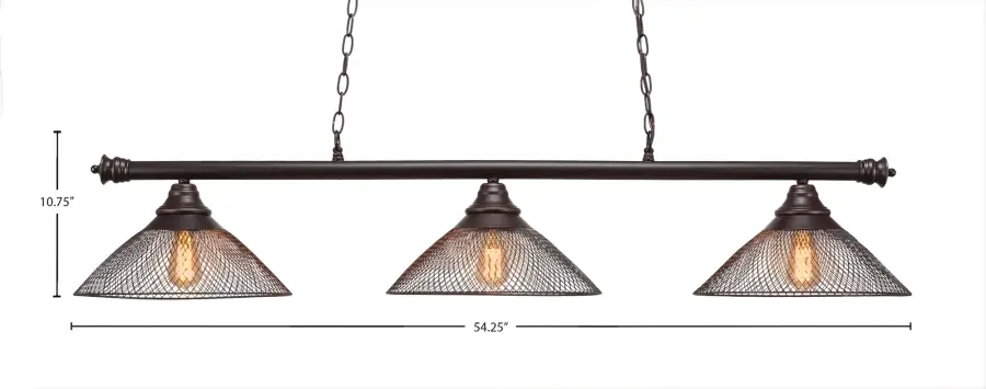 Oxford 3-Light Island Pendant with Mesh Metal Shades - Image 2