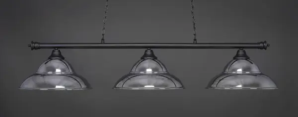 Introducing The Oxford 3 Light Bar, Exquisitely Rendered In A Matte Black Finish. This Stunning Light Fixture Features Elegant 16" Chrome Double Bubble Metal Shades That Create A Unique, Contemporary Look In Any Space. Perfect For Use In Kitchens, Bars, Or Dining Areas, The Oxford 3 Light Bar Combines Style And Functionality To Illuminate Your Home With Distinction.