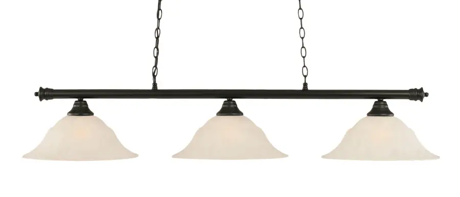 Oxford 3 Light Island Pendant in Matte Black with White Marble Glass - Image 1